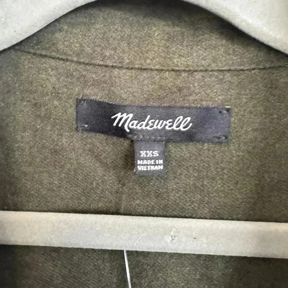 Madewell women’s NWT dark green flannel tie-front button down size XXS - Picture 4 of 9